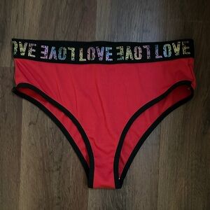 Red Love Print Underwear